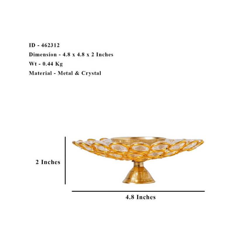 Brass Crystal Diya For Pooja, Home Decor, Diwali Diya