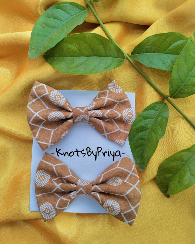 Printed Fabric Bow Hairclips
