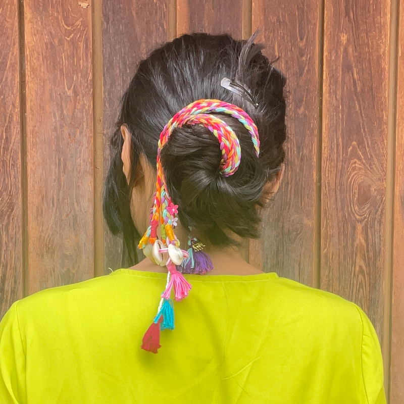 Boho multicolored hair braids with shells